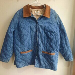 Talbots Blue Quilted Jacket with Brown Accents